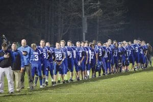 Standing at attention for the National Anthem before a recent home game, the Vikings completed their season with a loss to Ely in the Section 7 A championship game. The Vikings ended their season with a 7-4 record in their first year playing 9-man football. Although they lose a lot of talented seniors to graduation, the Viking program is on the upswing again with a lot of gifted younger players ready to assume starting roles next season.