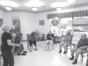 The North Shore Care Center celebrated Oktoberfest last month. Sharon Brenner has been bringing a fun-filled exercise hour every week to the residents for over 30 years. (L-R) Sharon Brenner, Bob Heideman, Lorraine Wipson, Whitey Dockan, Jane Burley and Skip Rouser.