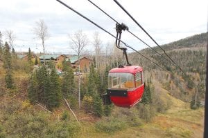 The gondola that transports skiers and sightseers from Ullr Mountain to the summit of Moose Mountain has a new look. Gone are the small round gondola cars like this one. For those who are feeling nostalgic—or creative— the old cars are available for purchase.