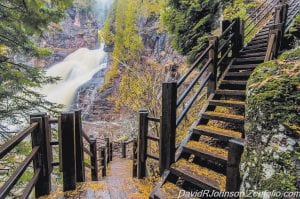 Cook County saw its share of precipitation this week with some snow and a great deal of rain. Rivers have been roaring and it is a challenge to keep one’s camera dry. David R. Johnson of Grand Marais did just that on this hike at Caribou Falls.