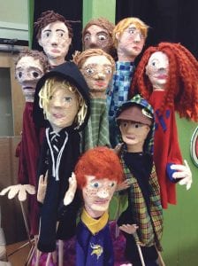 In November students at Great Expectations School in Grand Marais shared their self-portrait projects with friends and family. The greatly-enjoyed presentation is now an exhibit at the Grand Marais Art Colony until January 5, 2016. These introspective puppets are the work of the Otters classroom.