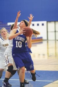 On this play, Lily Gruber-Schulz didn’t let the Floodwood defender stop her from scoring two of her 21 points. The Vikings lost to a very talented Floodwood Polar Bear team, but look to rebound in their next two games against Silver Bay and Two Harbors.