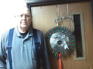 A Christmas wreath Red Green would be proud of! Penny Schuppel created this one-of-a kind wreath of empty shotgun shells, a hubcap, complete with a duct tape bow for Dwain Staples. The interesting wreath has been quite a conversation starter at Homestead Cooperative in Grand Marais.