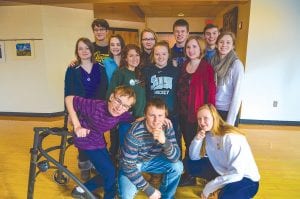 Participants in the College in the Schools English class are (L-R, front) Sam Kern, Frankie Miller, Lily Gruber Schulz. (L-R, middle) Jocelin Deneweth, Matea Acero, Madison Roy, Sara Carman, Shauna Blake. (L-R, back) Bergen Soland, Bethany Derscheid, Shae Morawitz, Owen Anderson, Rory Bakke. Students will present their research on what they have learned about a variety of jobs in an engaging format at the Arrowhead Center for the Arts on Monday, January 11.