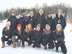 Above: The Cook County/ Silver Bay Viking Section teams. The girls are (L-R) Sela Backstrom, Reilly Wahlers, Morgan Weyrens Welch, Haley Yoki, Madysen McKeever, Alyssa Martinson. Boys are (L-R) Ezra Lunde, Masen McKeever, Logan Backstrom, Will Lamb, Will Surbaugh, Erik Lawler. Left: Reilly Wahlers carved her way to a 4th place finish and led the girls’ Alpine Team to a Section 7 Championship!