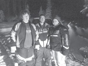 Tired, cold and happy to be out of the woods! (L-R) Billy Hackett, Colton Furlong and MaeAnna LaFavor.