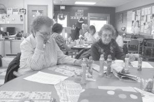 Grand Portage Elders and friends gathered to celebrate Valentine’s Day. Grand Portage “professional” bingo players Veronica Olsen and Mavone Dahl playing to win at the annual ENP Valentine bingo.