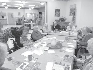 A group of residents gathered to make Valentine cards and enjoy some homemade cookies on February 8.