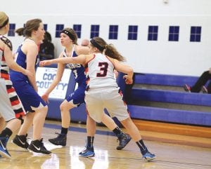 In the Vikings’ most recent home game against Nashwauk-Keewatin, Joceline Deneweth set a pick on the Spartans' Stacie Lokken (No. 3) which freed up Shauna Blake to get open for a pass and an easy shot at making a basket.