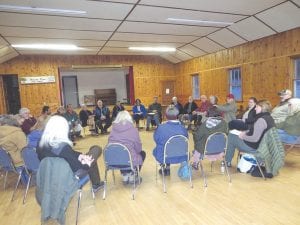 A nice turnout of people attended a two-hour meeting on Friday, March 18 at the Hovland town hall to discuss a variety of subjects. Would a group of people work to gather information and pictures in an effort to chronicle the east end? And should the Hovland Community Club be re-established? The next meeting will be April 15 at 6 p.m. Left: One question considered was should work continue to save and restore the Hovland Dock?