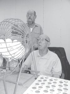 Left: Howard McKenzie and Walt Mianowski (Mr. Bingo!) admire the Care Center’s new bingo set, made possible with donations from Norshor Insurance Services, Cook County Home Center, Steve’s Sports, and Gene’s Foods. Thank you to all of them. Above: Al Fuller is one of our volunteers who has been coming to the Care Center for years to share his music with the residents. Thanks, Al!