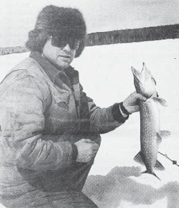 Dan Anderson of Grand Marais shows the nice northern pike he caught on South Fowl Lake on April 6, 1996. The temperature that day was a balmy 36 degrees.