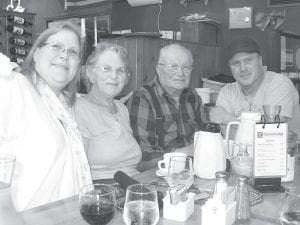 The Cook County Senior Center is starting a series of “Explore the Shore” trips in April to visit popular tourist spots that those of us who live here don’t often visit. Seniors got an early start with a pleasant trip to Cascade Lodge and Pub in Lutsen for a St. Patrick’s Day celebration. The gathering was a family event! (L-R) Cheryl Hall Hovde, Joan, Jim and Peter Hall.