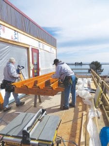 A carpentry crew of six or seven workers have spent the last few cold months transforming the Raven’s Nest, the rooftop bar and music venue, into useable year-round space. Tavern owners Jeff and Susan Gecas say the project should be completed mid-May, just in time for a busy summer.