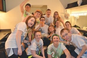 Seniors who participated in this year’s Theater Sports performance were, starting in front L-R: Jocelin Deneweth, Maddy Roy, Lily Gruber-Schulz, and Sam Kern. Second row L-R: Leo Johnson, Owen Anderson, Matea Acero, Erica Marxen and Bethany Derscheid. Third row L-R: Frankie Miller, Sara Carman (hidden), Rory Bakke, and Shae Morawitz