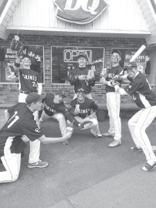 Members of the Cook County Vikings’ baseball team help promote the Booster Club’s “Blizzard Blow-Out,” which will be held May 24 at the Grand Marais Dairy Queen. Shown, from left, are Rory Bakke, Andrew Miller, Jaret Baker, Frankie Miller, Leo Johnson, Andrew Lashinski and Owen Anderson.