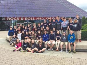 The Cook County High School Band had a fast, but fabulous trip to Cleveland last week. Above: The band performed songs by two Rock and Roll Hall of Fame inductees, Chicago and Deep Purple before they posed for this memorable shot. Right: The band members who are graduating this year captured this memory at the Cleveland Hard Rock Café.