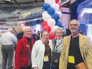 National Committeewoman Janet Beihoffer stands with Cook County Republican delegates (L-R) Marion McKeever, Mary Petz and Harris Mills at the state Republican Convention held recently in Duluth.