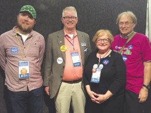 Cook County Democrats were pleased to have the opportunity to visit with Representative Rob Ecklund at the DFL State Convention on Saturday, June 6. (L-R) Anton Moody, Representative Ecklund, Pat Campanaro, Oz Twedt.