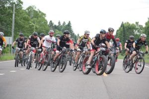 Riders were feeling good as they came off the big downhill from Lutsen Mountains and entered onto Highway 61 during the Lutsen 99er mountain bike races. Joy turned to pain a short time later as they entered the Caribou Trail and began a long uphill climb. More than 1,700 riders participated in the four different races Saturday, June 25.