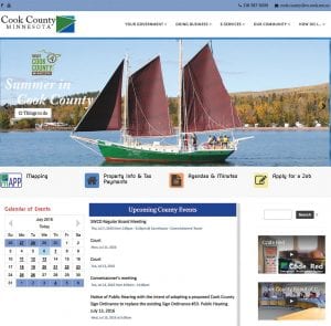 In June, Cook County IT Director Rena Rogers told the county board that the new county website was ready to go live. The new site can be viewed at the same web address, but it looks much different. The site has a number of new features that will allow citizens to get quick answers to common questions. See the new website at www.co.cook.mn.us.