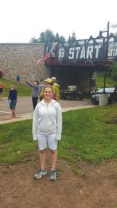 For the second year, Amy Carpenter, 12, of Grand Marais sang the national anthem at the start of the Lutsen 99er mountain bike race.