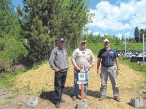 A pilot project to create a habitat that will help monarch butterflies and other pollinators was recently begun in the Grand Marais Recreation Park by the Grand Marais PUC. The project was initiated by the city’s electrical utilities provider Southern Minnesota Municipal Power Agency (SMMPA) to help save the monarchs. At the butterfly garden were (L-R) Dave Tersteeg, Mike Taylor and Aaron Poznanovic.