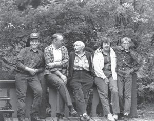 Judging by their sweaters and shirts, it looks like it was spring or a cool summer when the Kerfoot family took time for a family photo at Gunflint Lodge some years ago. (L-R) Robert, Bruce, Justine, Sue and Lee.