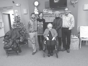 The historic Sawbill Canoe Outfitters is changing hands, but staying in the family. The third generation of Hansens took over operations at the beginning of 2016. No one is happier than Mary Alice Hansen to see her granddaughter Clare and husband Dan Shirley take the reins at the outfitting business Mary Alice and her husband Frank founded in 1957. The family gathered at her Silver Bay residence to celebrate the news. (L-R) Dan and Clare Shirley, Mary Alice, Cindy and Bill Hansen.