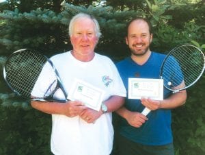 The 2016 Fisherman’s Picnic Tennis Open Doubles champions are the father and son team of Bill Joynes of Golden Valley, Minnesota and Will Joynes of New Hope, Minnesota. The men have long ties to the North Shore, their father and grandfather, Floyd Joynes is the oldest of the Joynes family of Grand Marais. Bill and Will were told they have participated in the tournament more than any other team over the years.