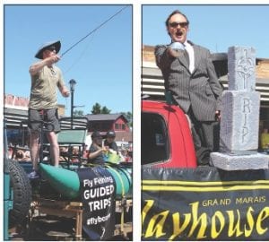 Left: The Grand Marais Playhouse float featured Gomez of The Addams Family! Above: Vanna White aka Lynn Schulte “wheeled” her way through the parade.