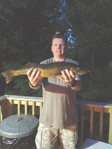 The Schmidt family staying at Hungry Jack Lodge caught this dandy 25-inch walleye right off the dock at their cabin on Hungry Jack Lake this week.