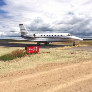 This NetJets Cessna Sovereign was the first commercial aircraft to land at the newly expanded Grand Marais/ Cook County Airport on Friday, August 5, 2016.