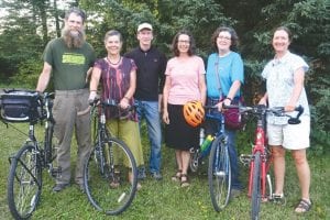 An adventurous group of Cook County residents—the Prague Pedalers—is heading off on a European bicycle trip. (L-R) Tim Lederle, Leah Thomas, Keith Morris, Jini Danfelt, Maureen Hayes, Sue Abrahamsen.