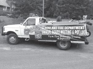 The Hovland Area Volunteer Fire Department held its annual community Potluck dinner and annual meeting on Wednesday, September 7 at the Hovland Town Hall. Terry Spieker, Assistant Fire Chief, presided over the gathering. Ken Bjorklund (left) and Ben Petz cooked up burgers and brats and everyone enjoyed great food brought by all who attended. For more information about the Hovland Fire Department, visit HovlandVFD.com.