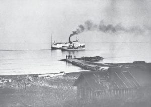 The America was a passenger and package delivery ship built in 1898 which sunk in Washington Harbor off the shore of Isle Royale in Lake Superior in 1928. The wreckage is still on the lake bottom, and was placed on the National Register of Historic Places in 1984. This photo shows the America from Nelson’s homestead in Lutsen. Learn more about the historic ship at a free program Nov. 11 at the Arrowhead Center for the Arts.