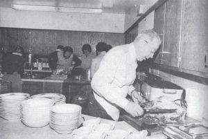 Shown in this November 1981 photo are the cooks and carvers in the kitchen at the First Congregational Church, as they add the finishing touches to the church’s annual community Thanksgiving dinner. The first community dinner was held in 1975, and was attended by about 40 people. Participation grew to over 100 people just six years later. The Grand Marais tradition continues today, with an even bigger turnout and variety of offerings.