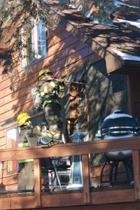 Firefighters had to take axes to the siding of the home owned by Brian Homolo to find and put out the fire located behind the chimney. No word yet on how extensive the damage was, but due to a quick response by the firefighters the blaze didn’t have much chance to get too big. The structure was intact, and the only visible sign of the fire was by the chimney.