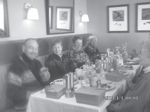 The West End Senior Christmas Lunch was served at Bluefin Grille in Tofte on December 15 with 17 seniors attending. All who attended had an excellent time, said Brenda Melin, program manager for the Birch Grove Community Center. Melin thanked Bluefin owner Dennis Rysdahl for the great food and exceptional hospitality.