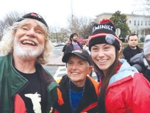 There might have been more than half a million people at the Women’s March in Washington, D.C. but that doesn’t mean you couldn’t run into someone you know. Pictured here are Denny FitzPatrick and Mary Sanders who happened to spot Carly Puch, who only a few years ago was a star volleyball player for the Vikings.