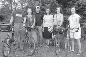 An adventurous group of Cook County residents—the Prague Pedalers—is pictured here right before heading off on a European bicycle trip last fall. Now that they are back, they are sharing their journey’s highlights with the public at the Grand Marais Library. Pictured here (L-R) Tim Lederle, Leah Thomas, Keith Morris, Virginia Danfelt, Maureen Hayes, Sue Abrahamsen.