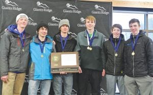 Above: The CCHS boy’s Viking ski team defeated 22 other ski teams to win the Section 7 title and will advance to the state ski meet. This is the first time in many years the boys have won the section title. The team from L-R: Eric Lawler, Ezra Lunde, Logan Backstrom, Will Lamb, Masen McKeever, and Will Surbaugh. Left: Three skiers qualified individually and will race for medals at state. The skiers are from L-R: Sela Backstrom, Will Lamb and Reilly Wahlers.