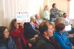 Maryl Skinner held up a sign expressing her strong desire to see Congressman Rick Nolan push legislation to protect the region’s fresh water. Maryl was one of at least 50 people who attended a one-hour question and answer session held by Mark Privratsky, Nolan’s Field & Constituent Service representative. Privratsky heard concerns and gathered information to bring back to the Eighth District representative to review and, according to a vast majority who attended, pass legislation to act upon their concerns.