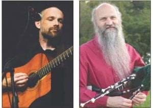 Dick Hensold (right) is a master of Scottish reel pipes, whistles, and the recorder. He will team with Patsy O’Brien, seen here playing guitar, who is noted for his vocals and guitar (Celtic) music.