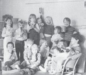 Children from the Northshore Children’s House (the Montessori Preschool) display the aluminum cans they are collecting in order to raise funds for the nonprofit school in this Jan. 27, 1983 photo. Shown, back row from left, are Leah Lindstrom, Karyn Brandt, Marya Redmond, Jess DeBevec, Jamin Lashinski, Kaity Redmond, and Bo Draper. In front row, from left, are Ricky McKinnon, Matthew Lackore, Suzanna Harvey Roettger, Joanna Horen, Melissa Jackson, Jeni Bjerkness and Andy Noble. The school was located in the nursery room of the First Congregational Church.