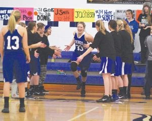 Senior center Emily Jacobsen earned first team all conference honors for her fine all-around play on the basketball court.