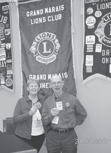 Bob and Millie Spry recently attended the midwinter Lions convention held in Grand Rapids, Minnesota, and brought back several patches highlighting the Grand Marais clubs accomplishments. Millie also received a Certificate of Achievement and is now a certified guiding lion.