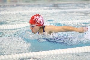 There is nothing easy about doing the butterfly stroke even though Monica Anderson makes it look easy. Anderson was competing in the 100-yard IM event held at the YMCA last Saturday.