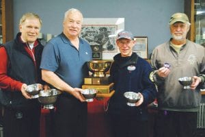 Bob Spry and three curlers from Duluth teamed up to take home the Super Senior Division (ages 63 on up) National Senior Men’s Curling Championship. The tournament was held in Columbia County, Wisconsin Feb. 16-19. Teams came from all over the USA, as far away as Arizona and California. To date, Spry has participated in seven national championships and has played on four winning teams in two different divisions. Pictured L-R: Seppo Sormunen, Doug Cameron, Bob Spry, Roger Hendrickson with traveling trophy.