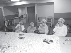 The residents had a lot of fun making some unique Mardi Gras masks! Can you guess who’s behind the masks? L-R: Marlys Sherer, Audrey Pollock, Bernice LeGarde, Ione Jones, and Lorraine Wipson.